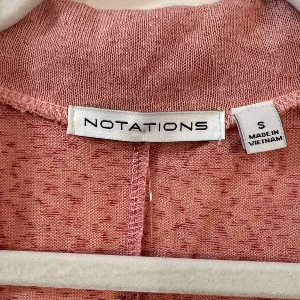 Notations Women’s Dusty Rose Open-Front 3/4 Sleeve Sheer Cardigan Size Small